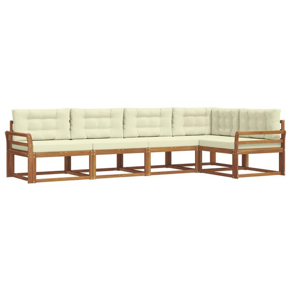 vidaXL Zestaw sof na zewnątrz z poduszką 5 pcs Naturalny i Kremowy