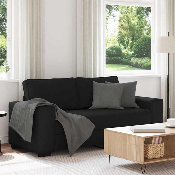 vidaXL Sofa 2-osobowa, czarna, 140 cm, tapicerowana tkaniną
