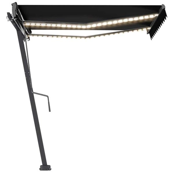 vidaXL Ręcznie zwijana markiza z LED, 300 x 250 cm, antracytowa