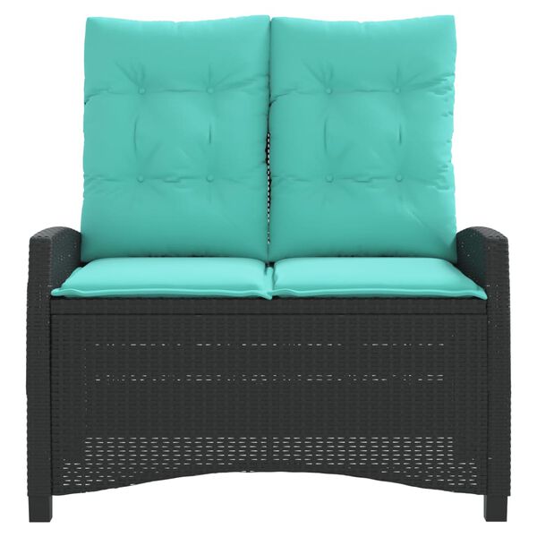 vidaXL Rozkładana ławka ogrodowa z poduszkami, czarna, polirattan