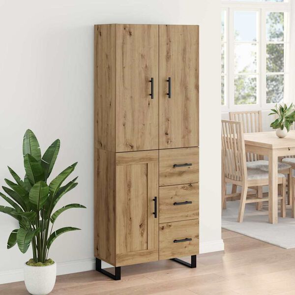 vidaXL Highboard z szufladą 2 pcs Dąb rzemieślniczy 69,5 x 34 x 180 cm