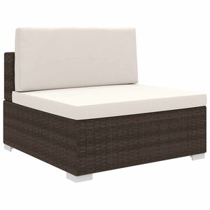 vidaXL Środkowa sofa z poduszką, polirattan, brązowa