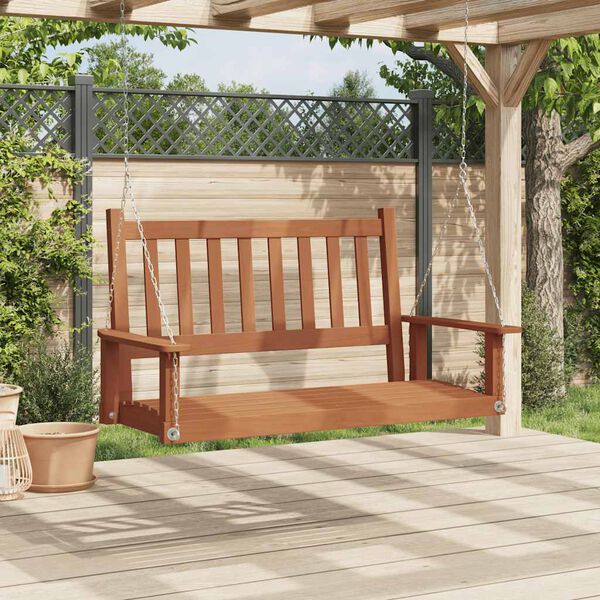 vidaXL Huśtawka ogrodowa z metalowymi łańcuchami, brązowa, jodłowa