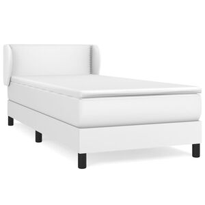 vidaXL Ł&oacute;żko kontynentalne z materacem, białe, ekosk&oacute;ra 100x200 cm