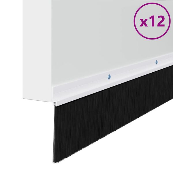 vidaXL Uszczelki z szczotką do drzwi na zatrzask 12 pcs Biały 100 cm