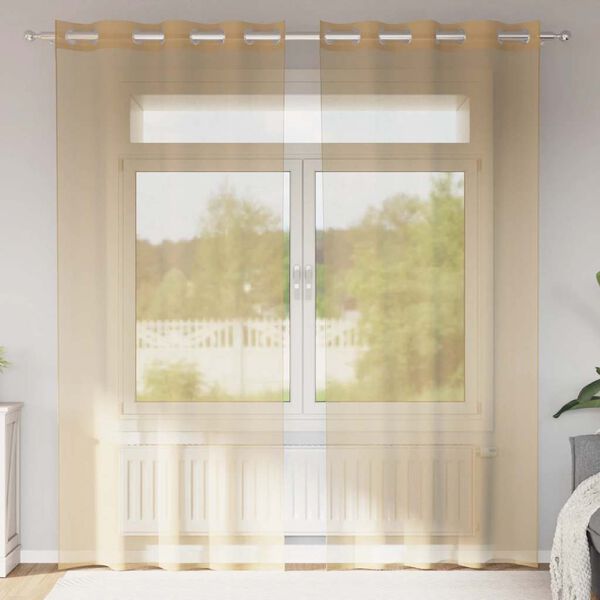 vidaXL Zasłony woalowe z przelotkami 2 szt. Piaskowe