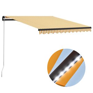 vidaXL Ręcznie zwijana markiza z LED, 300 x 250 cm, ż&oacute;łto-biała