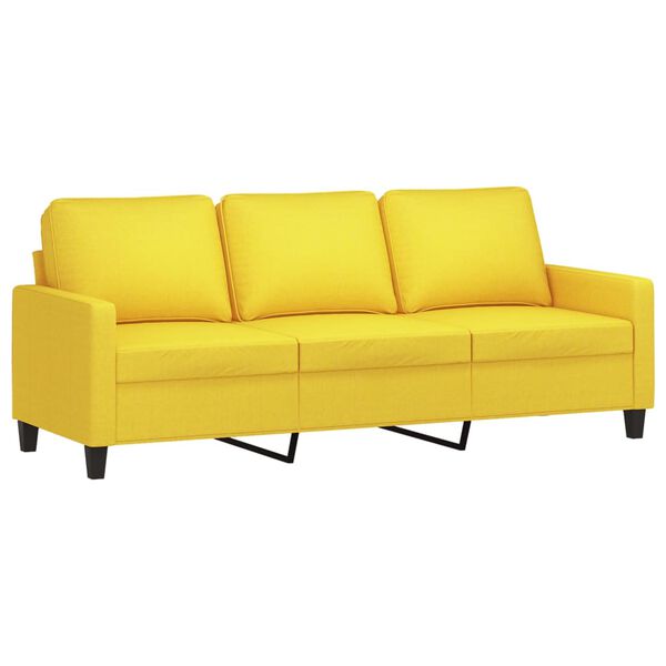 vidaXL Sofa 3-osobowa, jasnoż&oacute;łta, 180 cm, tapicerowana tkaniną