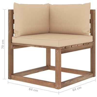vidaXL Ogrodowa sofa narożna z palet, z beżowymi poduszkami