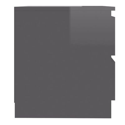 vidaXL Szafka nocna, szara, wysoki połysk, 50x39x43,5 cm, płyta