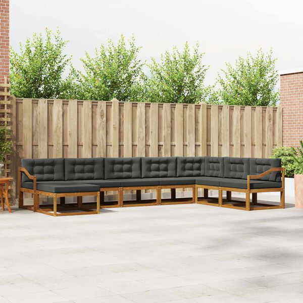 vidaXL Zestaw sof na zewnątrz z poduszką 8 pcs Naturalny i Antracytowy