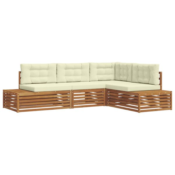 vidaXL Zestaw sof na zewnątrz z poduszką 4 Sztuka Naturalny i Kremowy