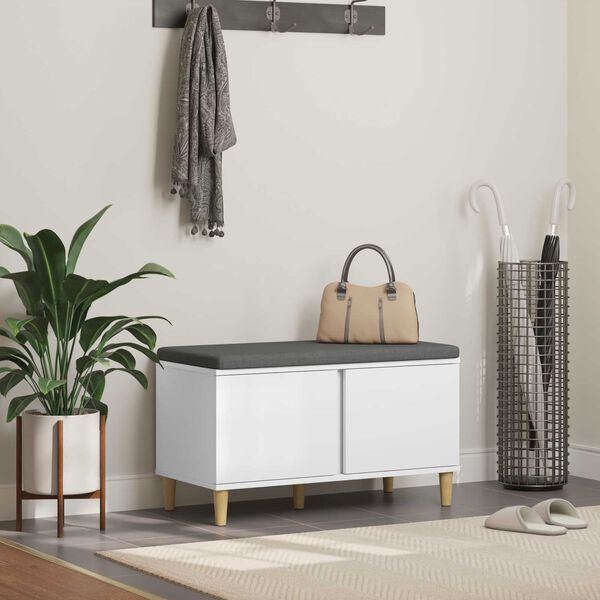 vidaXL Ławka w przedpokoju z poduszką z drzwiami Biały 60 x 38 x 46 cm