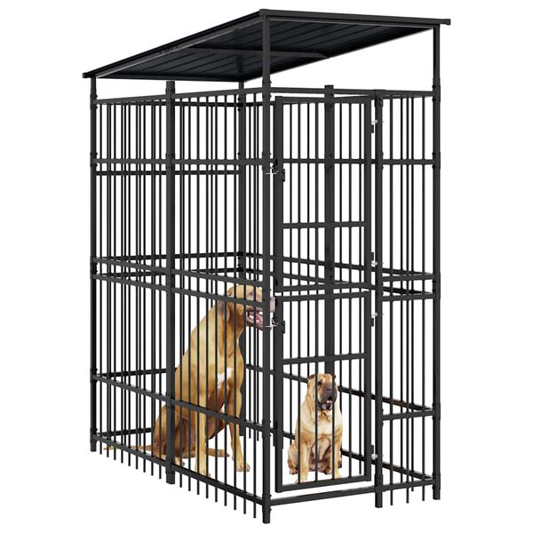 vidaXL Kojec zewnętrzny dla ps&oacute;w, z zadaszeniem, stalowy, 1,84 m&sup2;