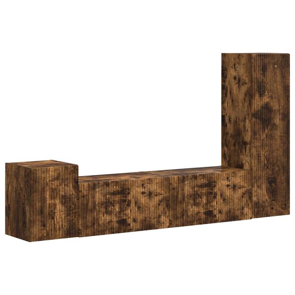 vidaXL Zestaw szafek RTV 4 pcs Dąb wędzony Materiał drewnopochodny