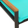 vidaXL ławka z poduszką Czarny i Turkusowy 115 x 65 x 72 cm rattan