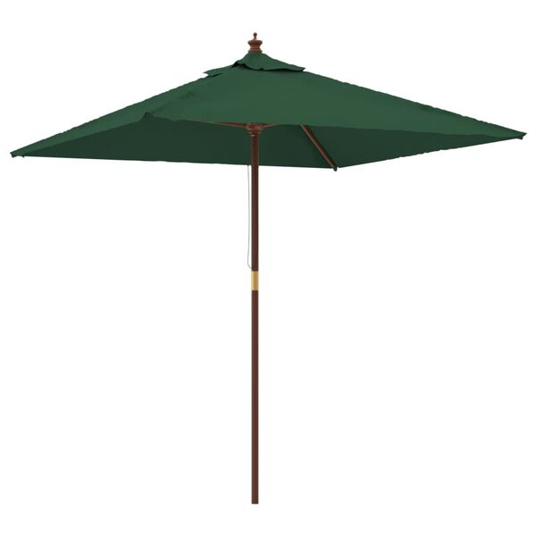 vidaXL Parasol ogrodowy na drewnianym słupku, zielony, 198x198x231 cm
