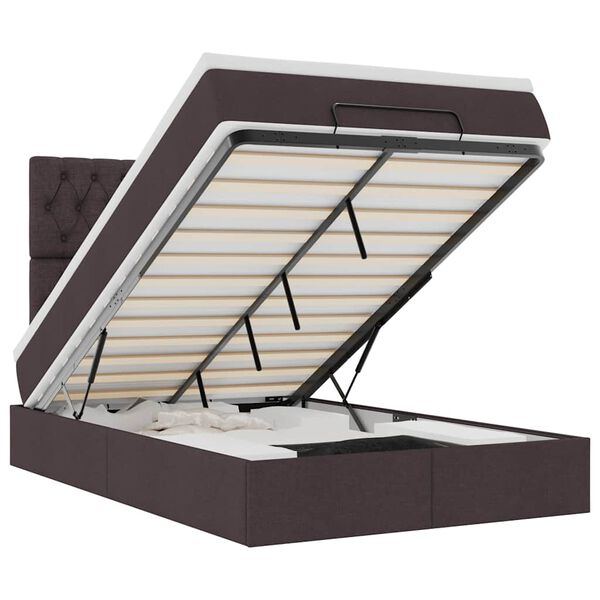vidaXL Rama ł&oacute;żka otomana z materacem, brązowa, 120x200 cm, tkanina