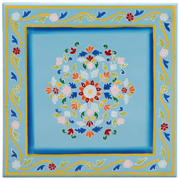 vidaXL Stolik kawowy, turkusowy, ręcznie malowany, lite drewno mango