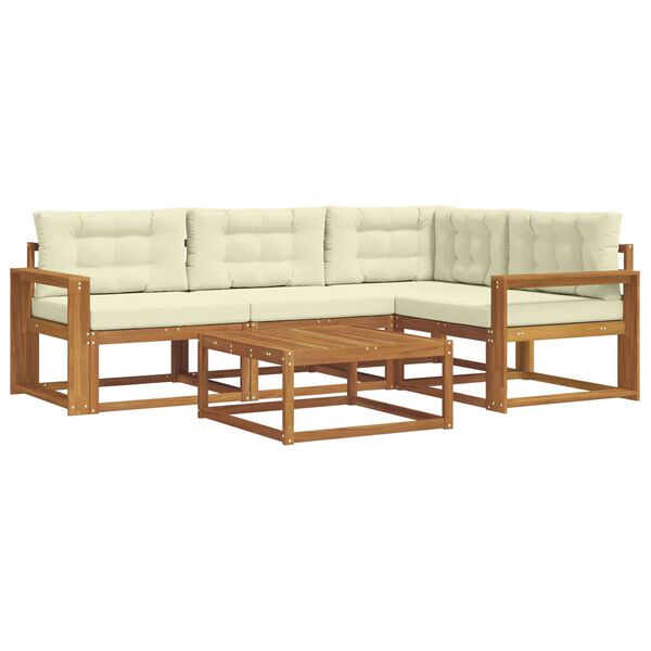 vidaXL Zestaw sof na zewnątrz z poduszką 5 pcs Naturalny i Kremowy