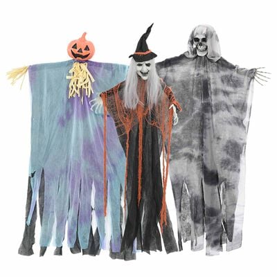 Wiszące duchy halloweenowe 3 szt. wielokolorowe 61 x 97 cm