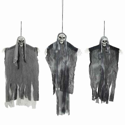 Wiszące duchy halloweenowe 3 szt. czarne 66 x 110 cm