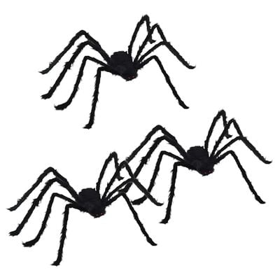 Dekoracja halloweenowa pająk 3 szt. czarna 150 cm