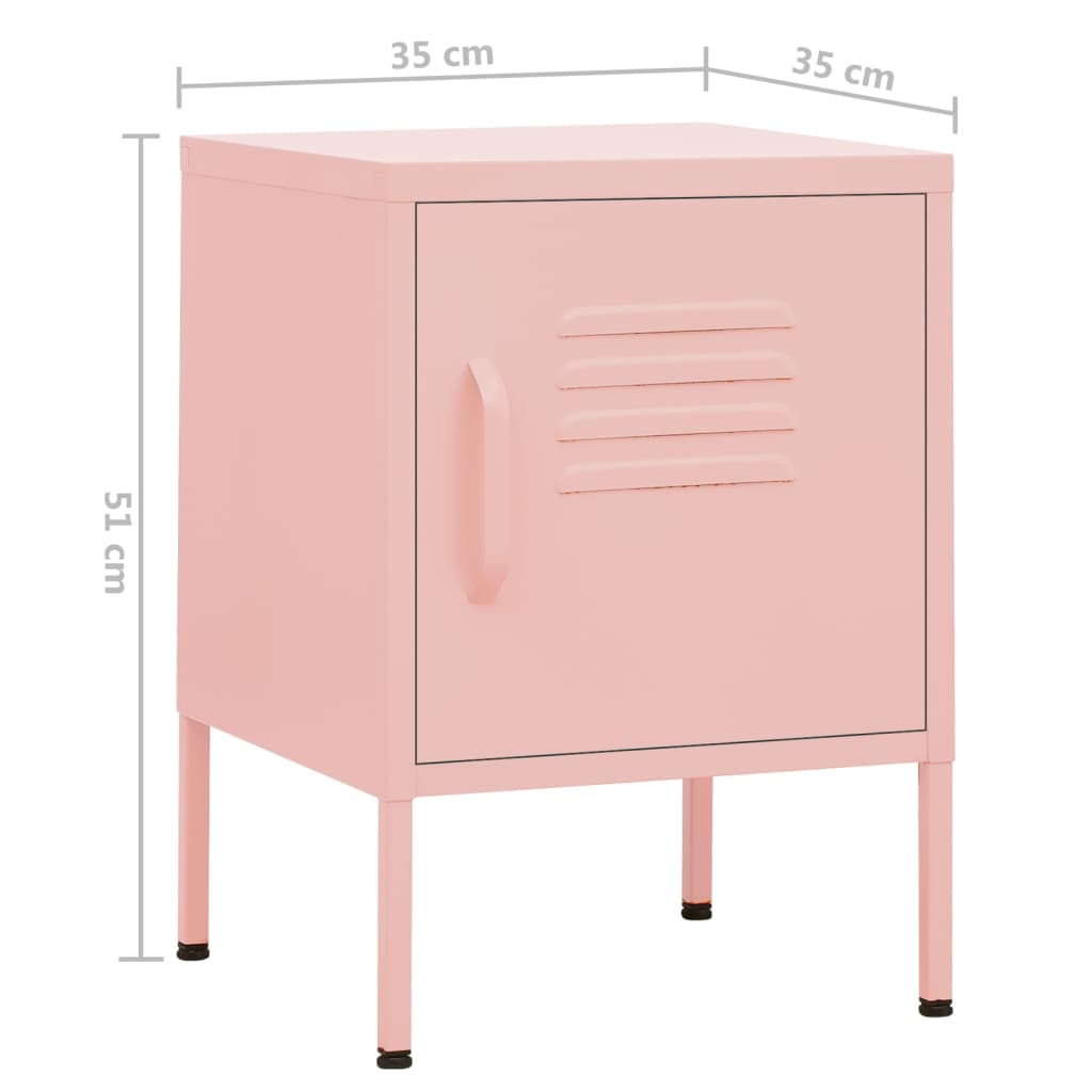 vidaXL Szafka nocna, różowa, 35x35x51 cm, stalowa