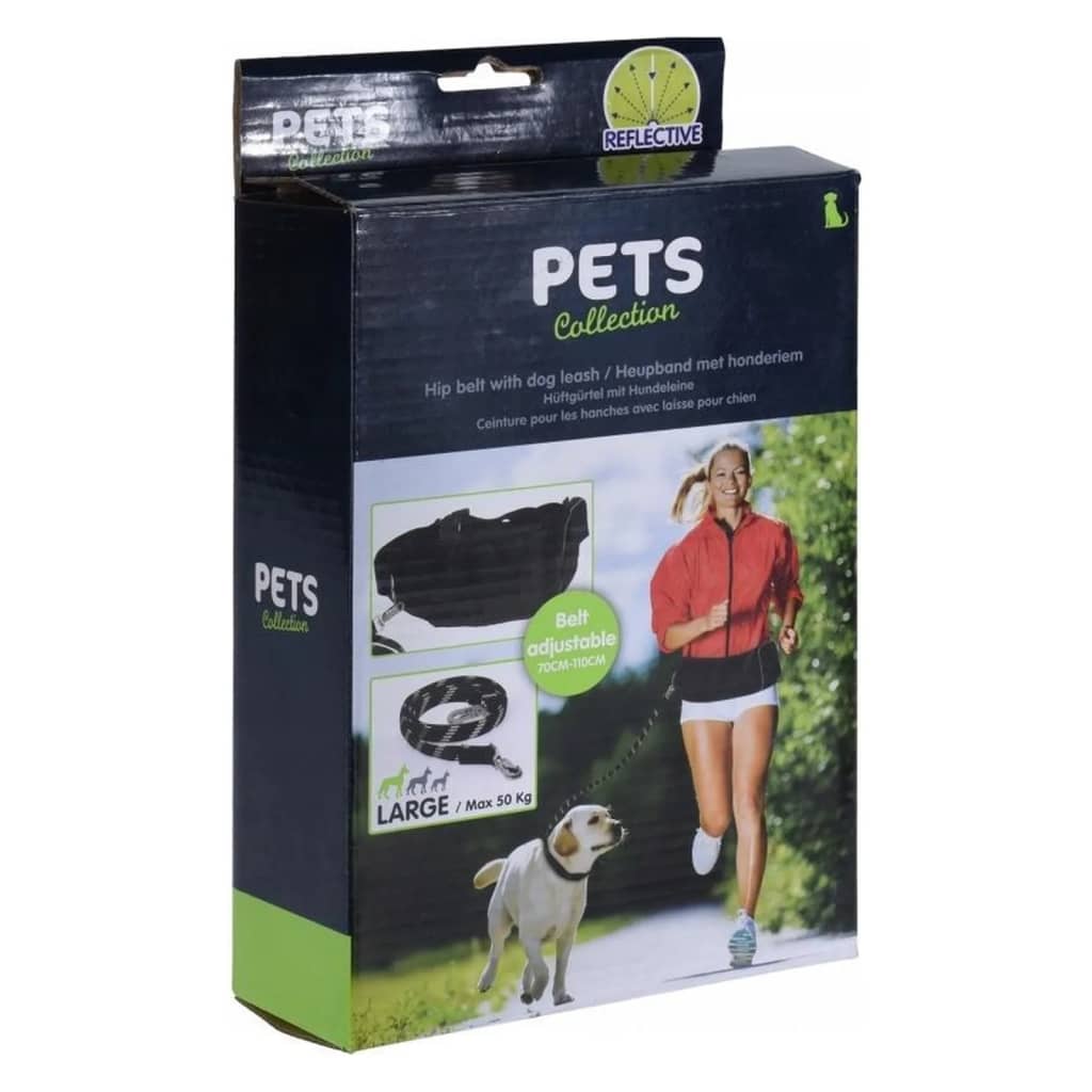 Pets Collection Smycz dla psa z pasem na biodra, L, czarna