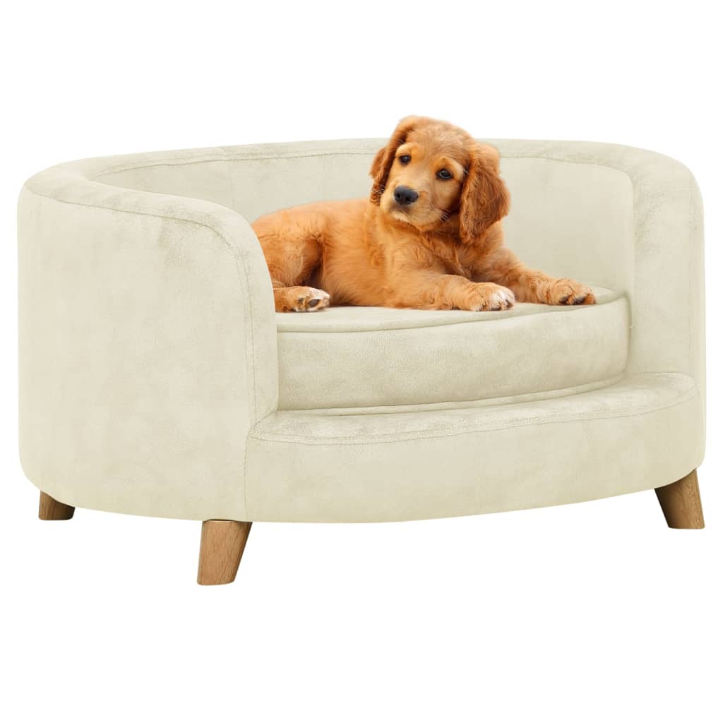 vidaXL Sofa dla psa, kremowa, 69x69x36 cm, pluszowa