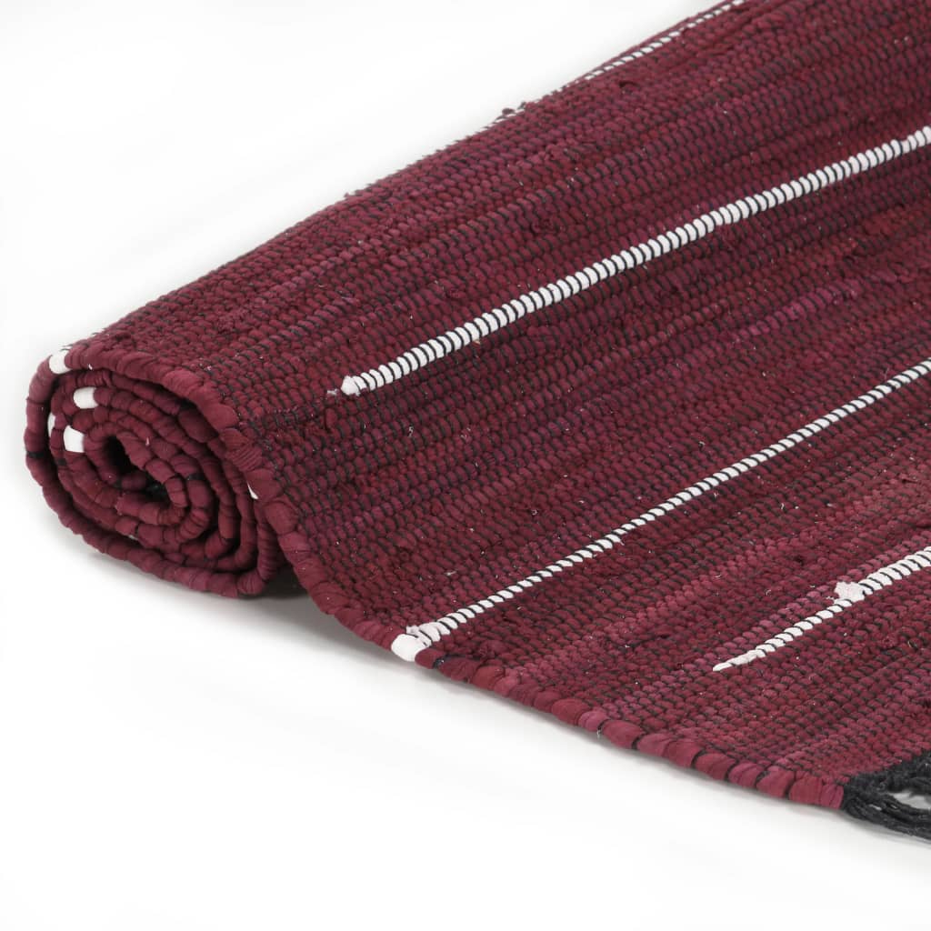 vidaXL Ręcznie tkany dywanik Chindi, bawełna, 160x230 cm, burgundowy