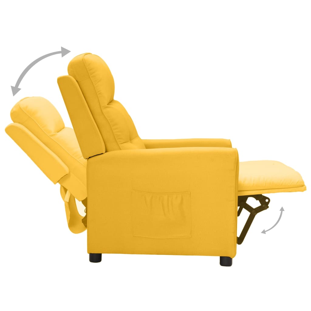 vidaXL Fotel ułatwiający wstawanie, żółty, obity tkaniną