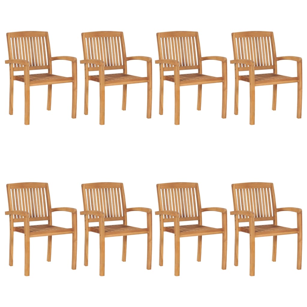 vidaXL Sztaplowana krzesła ogrodowe z poduszkami, 8 szt., tekowe