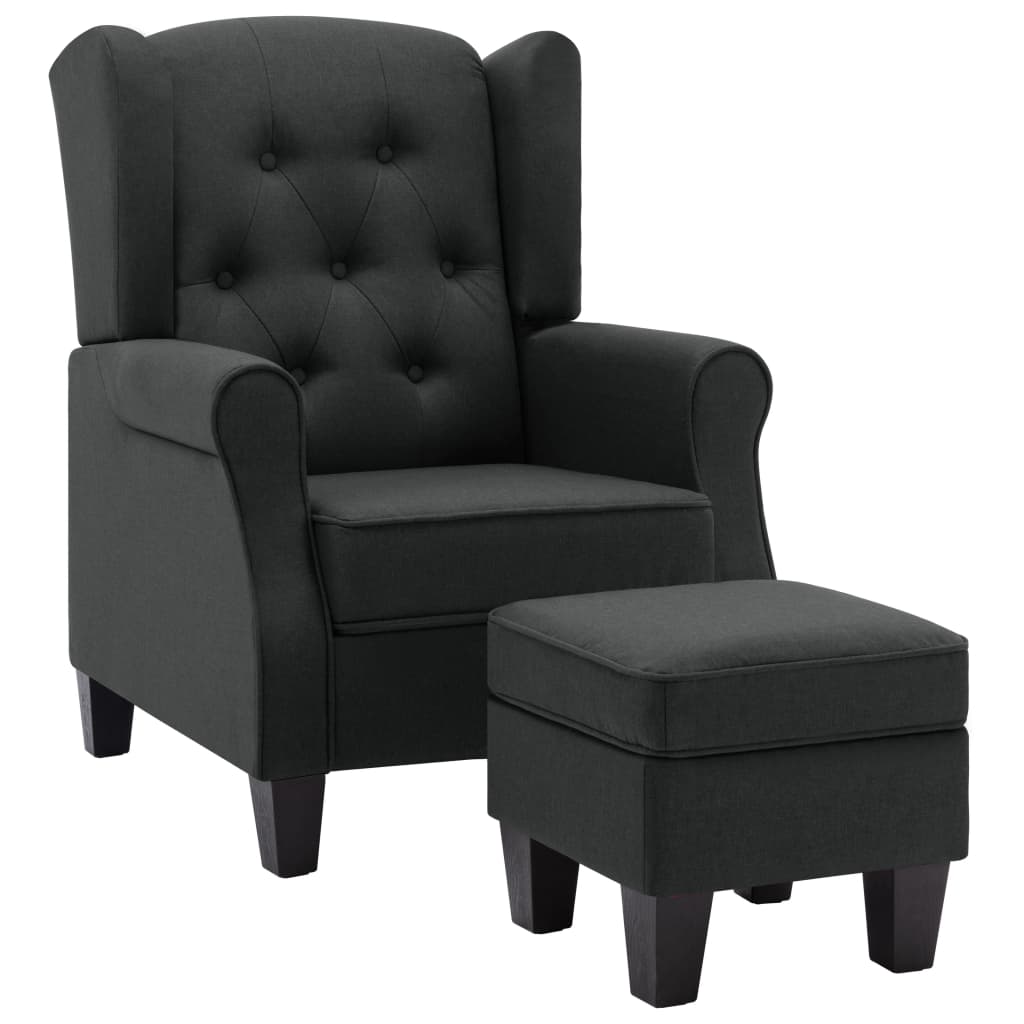 vidaXL Fotel z podnóżkiem, ciemnoszary, tapicerowany tkaniną