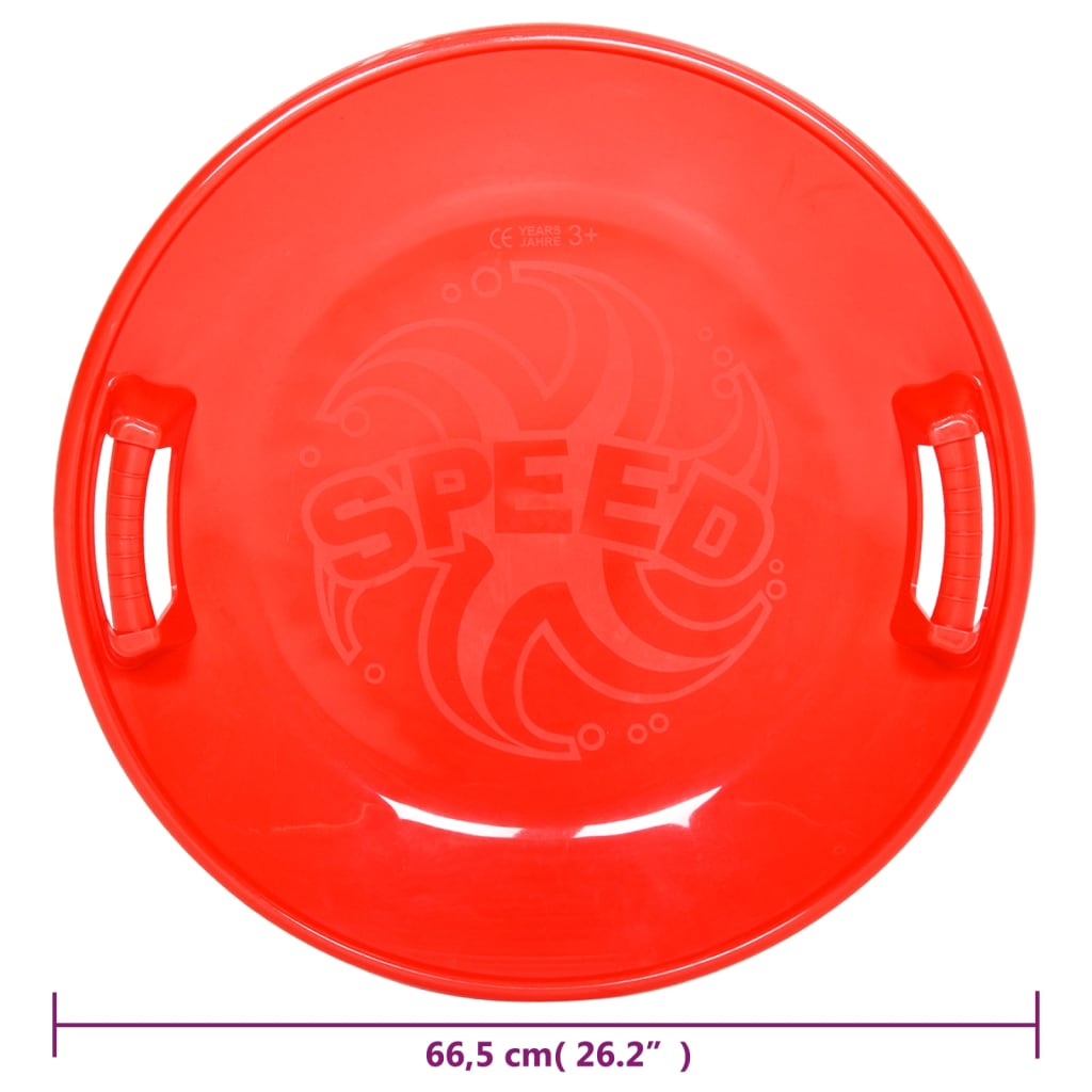 vidaXL Okrągły ślizgacz śnieżny, czerwony, 66,5 cm, PP