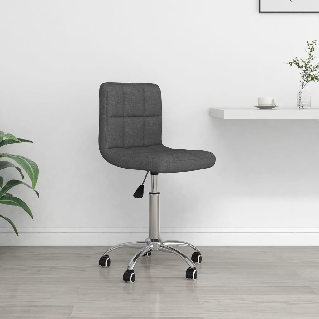 vidaXL Obrotowe krzesło biurowe, ciemnoszare, tapicerowane tkaniną