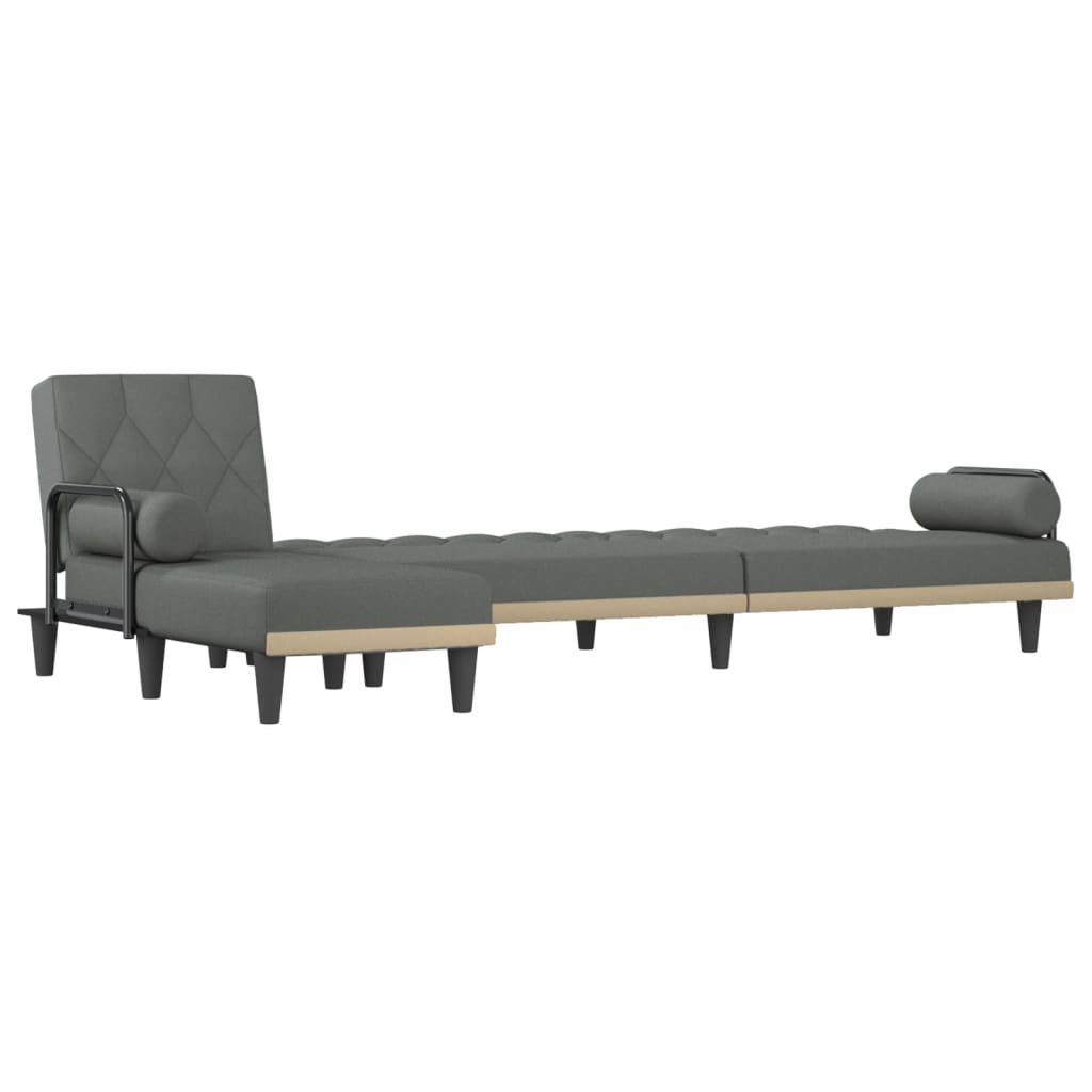 vidaXL Sofa rozkładana L, ciemnoszara, 260x140x70 cm, tkanina
