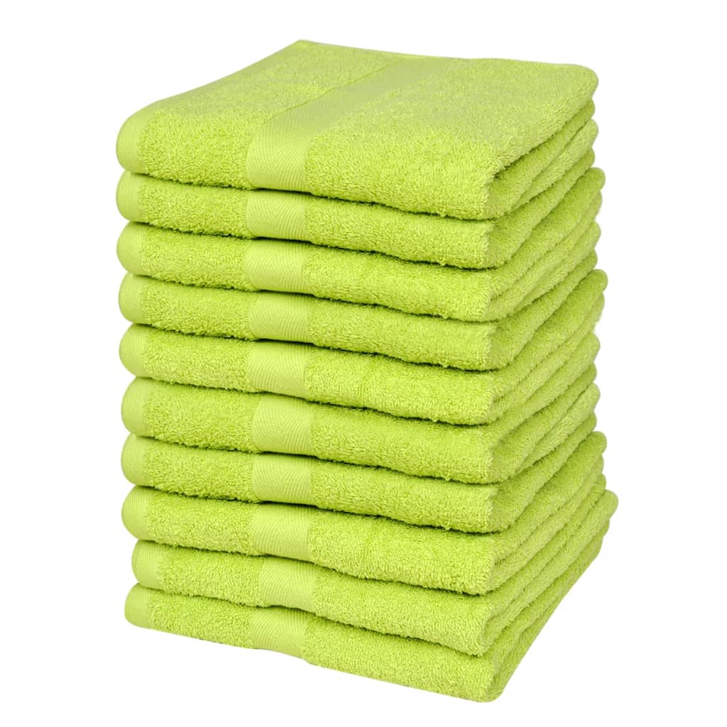 vidaXL Ręczniki, 10 szt., bawełna, 500 g/m², 30x50 cm, zielone
