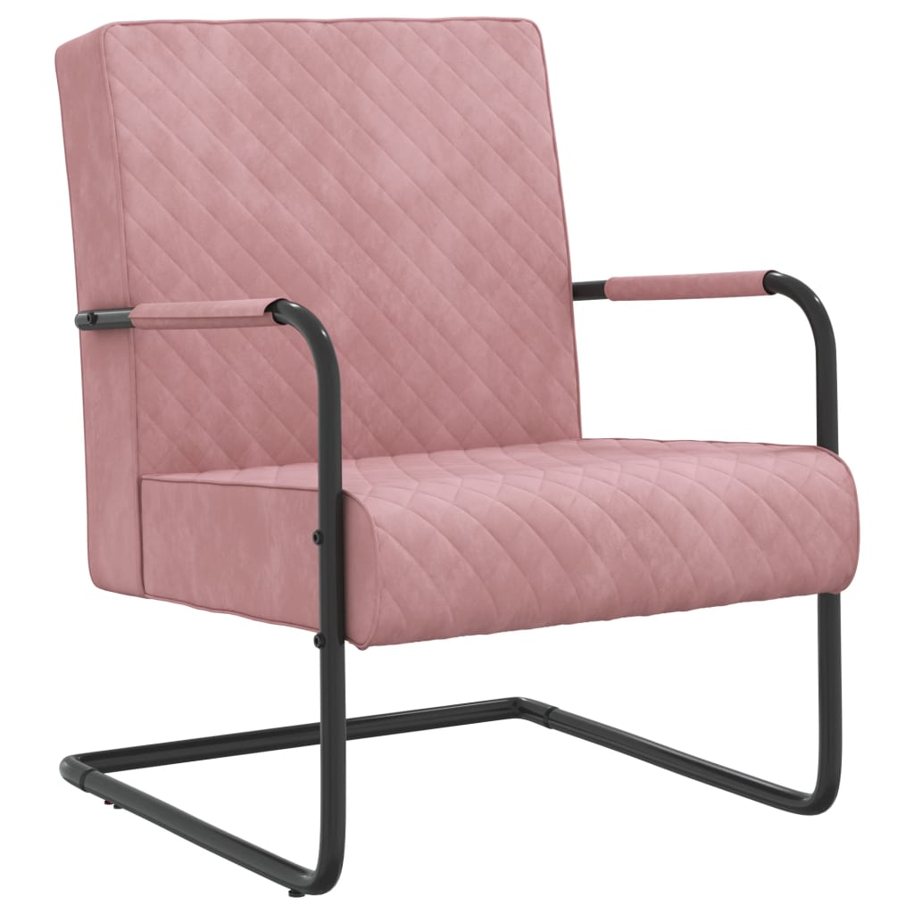 vidaXL Krzesło wspornikowe, różowe, obite aksamitem