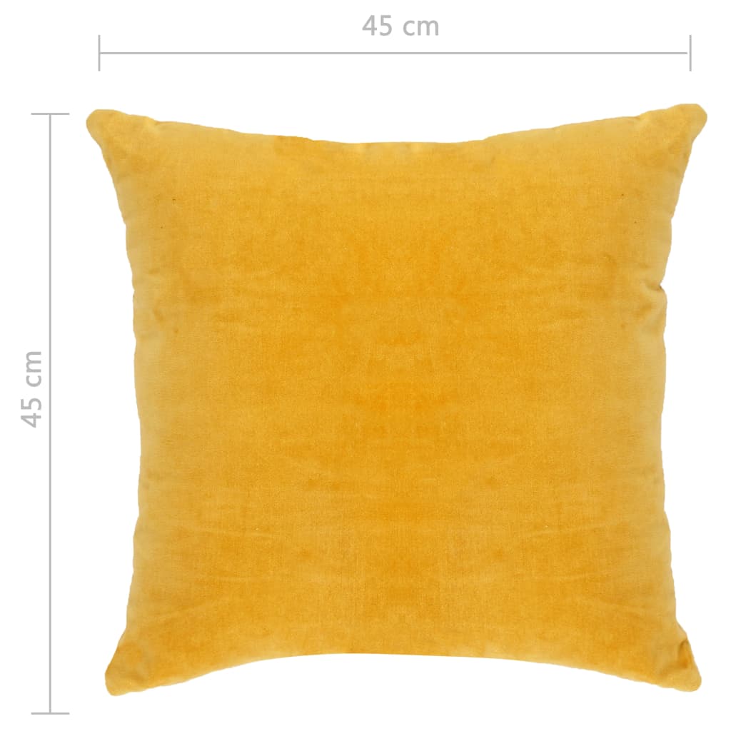 vidaXL Poduszki, 2 szt., aksamit bawełniany, 45 x 45 cm, żółte