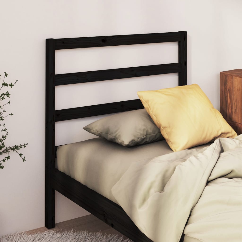 vidaXL Wezgłowie łóżka, czarna, 95x4x100 cm, lite drewno sosnowe