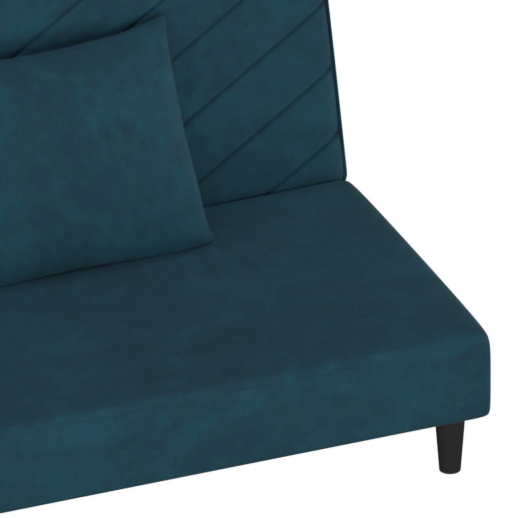 vidaXL 2-osobowa kanapa, 2 poduszki, niebieska, aksamitna