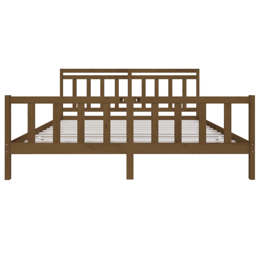 vidaXL Rama łóżka, miodowy brąz, lite drewno, 200 x 200 cm