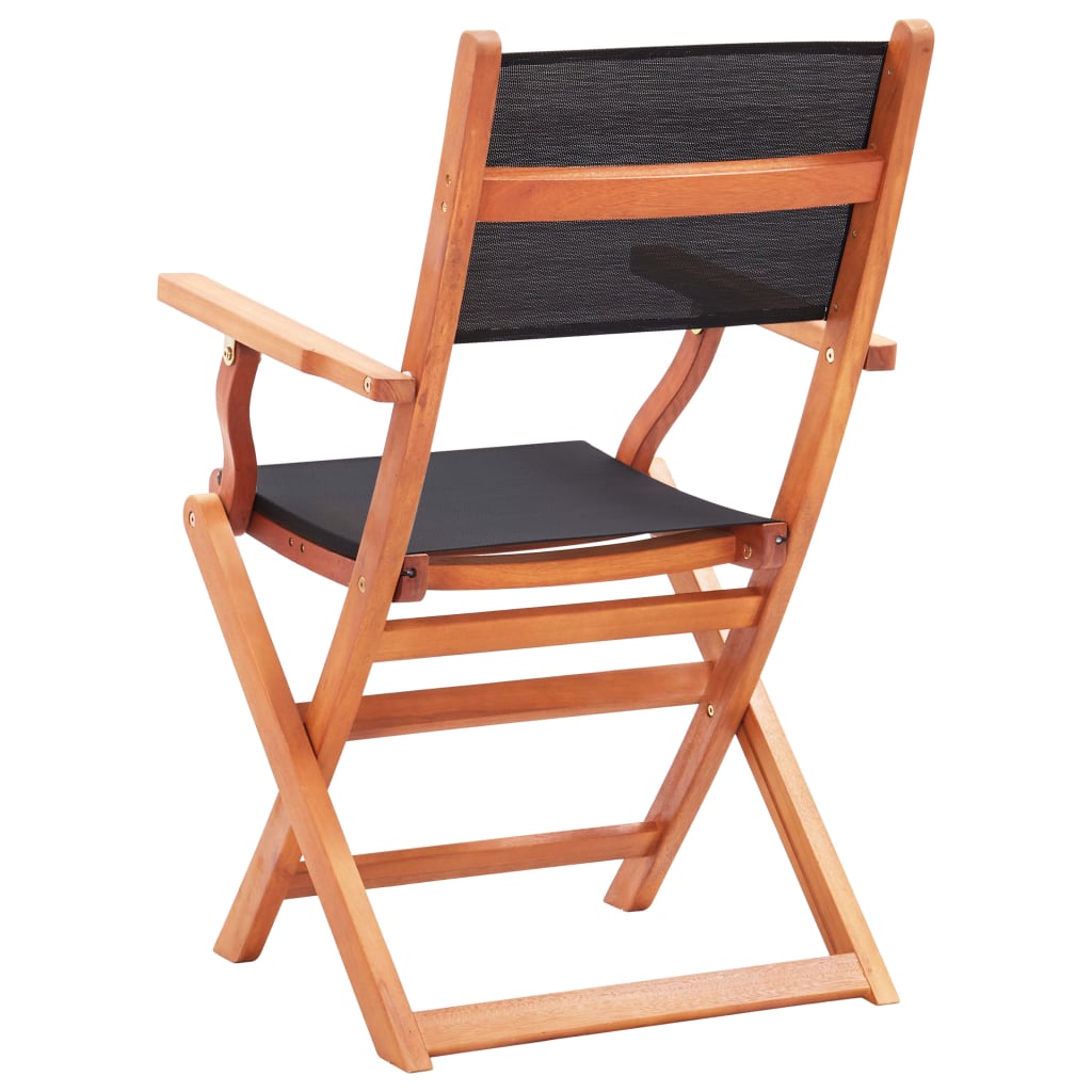 vidaXL Składane krzesła ogrodowe 4 szt. czarne, eukaliptus i textilene