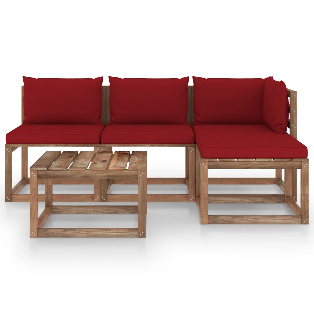 vidaXL 5-cz. zestaw wypoczynkowy z palet, z poduszkami, drewno sosnowe
