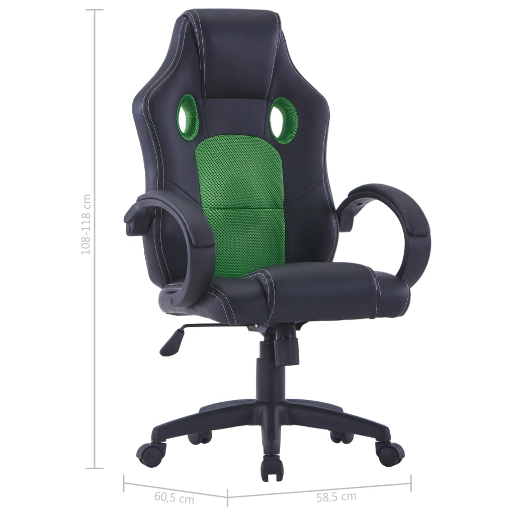 vidaXL Fotel dla gracza, zielony, sztuczna skóra