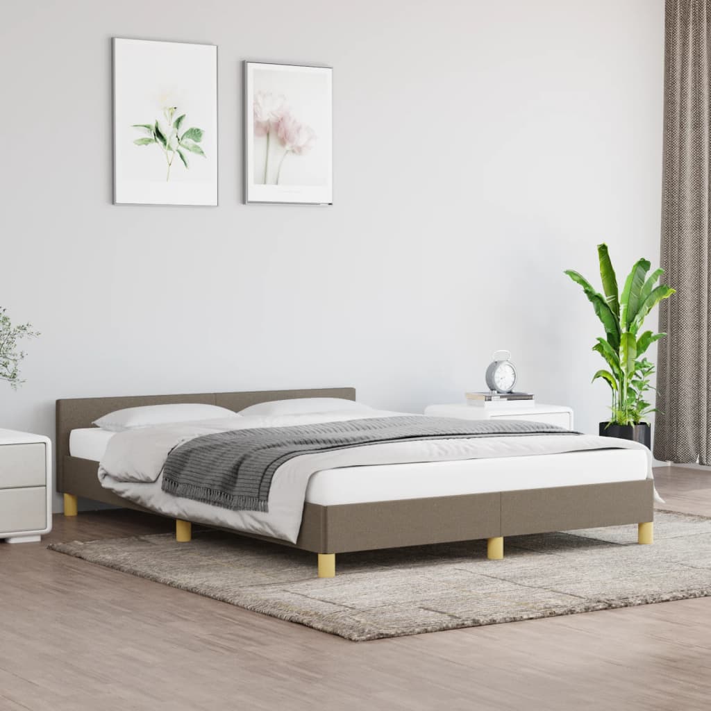 vidaXL Rama łóżka z zagłówkiem, taupe, 140x190 cm, obita tkaniną