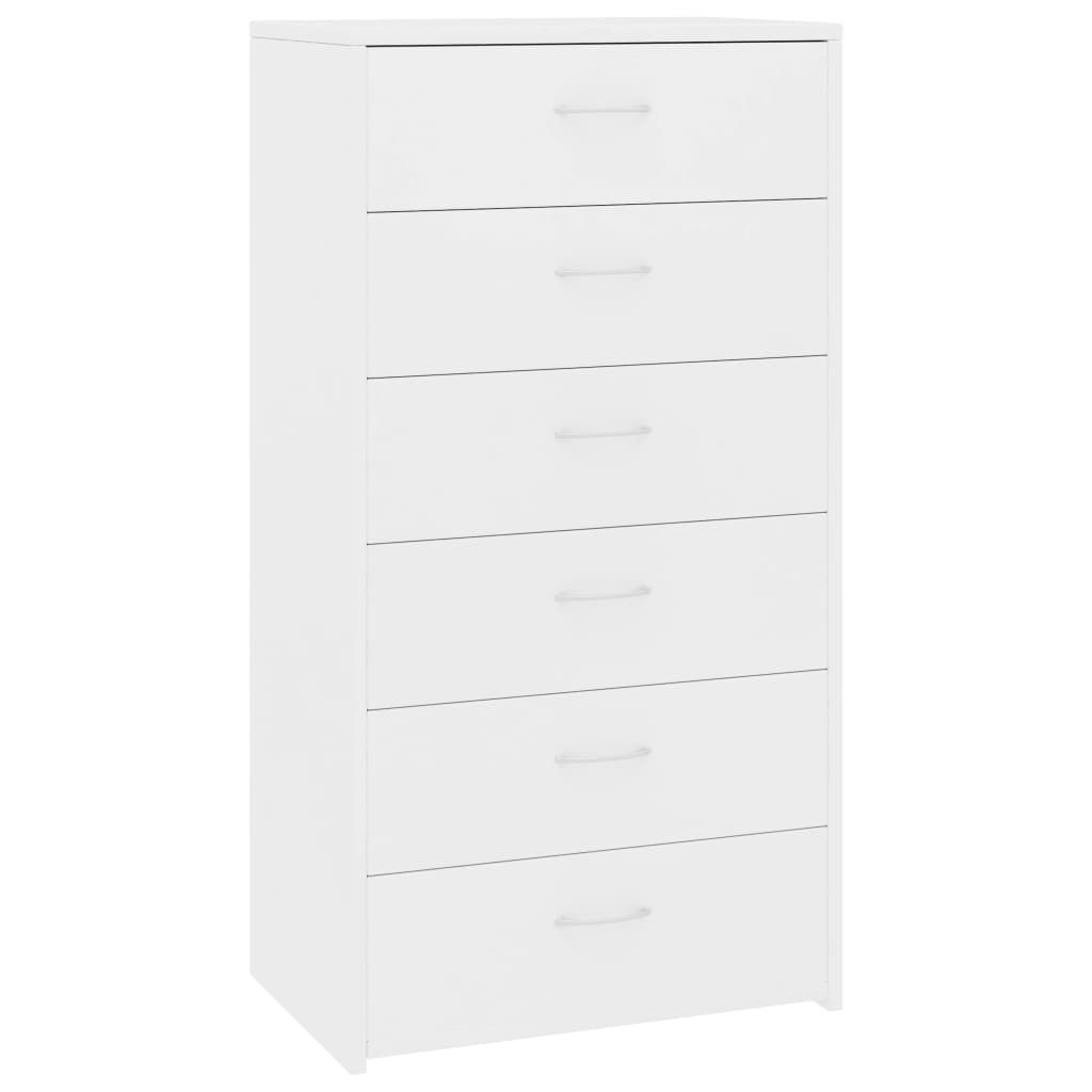 vidaXL Komoda, 6 szuflad, biała, 50x34x96 cm, materiał drewnopochodny