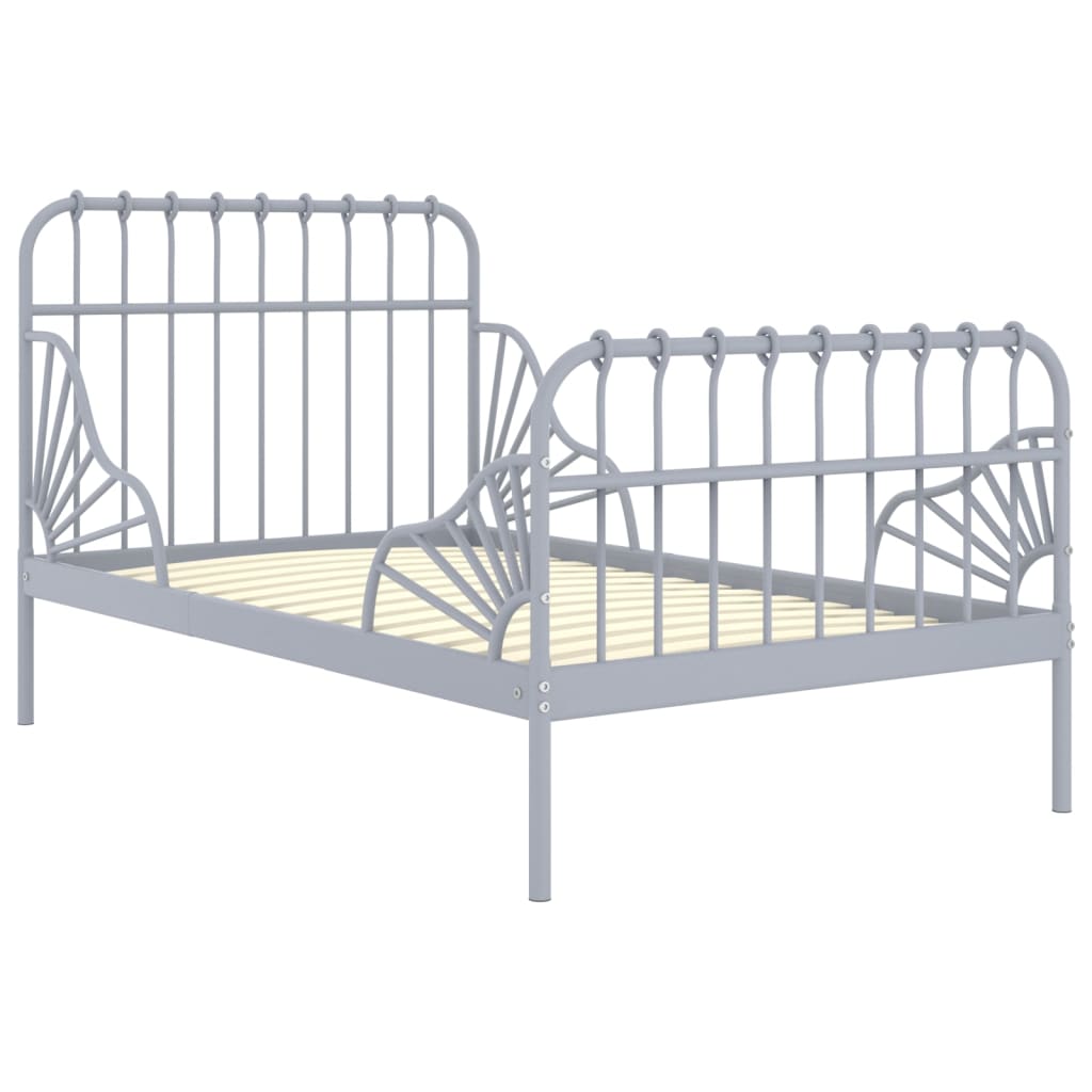 vidaXL Przedłużana rama łóżka, szara, metalowa, 80x130/200 cm