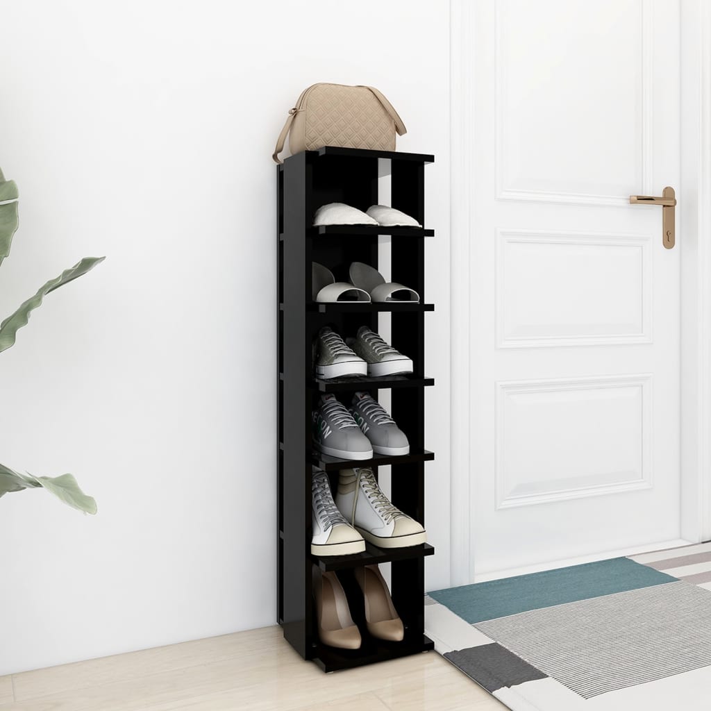 vidaXL Szafka na buty, czarna, 27,5x27x102 cm, materiał drewnopochodny